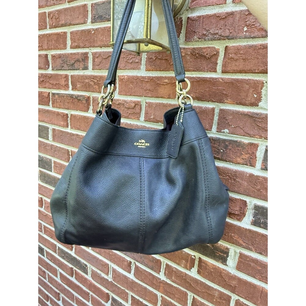 Coach Lexy Bag Pebble Leather Black Shoulder Purse Hobo F57545